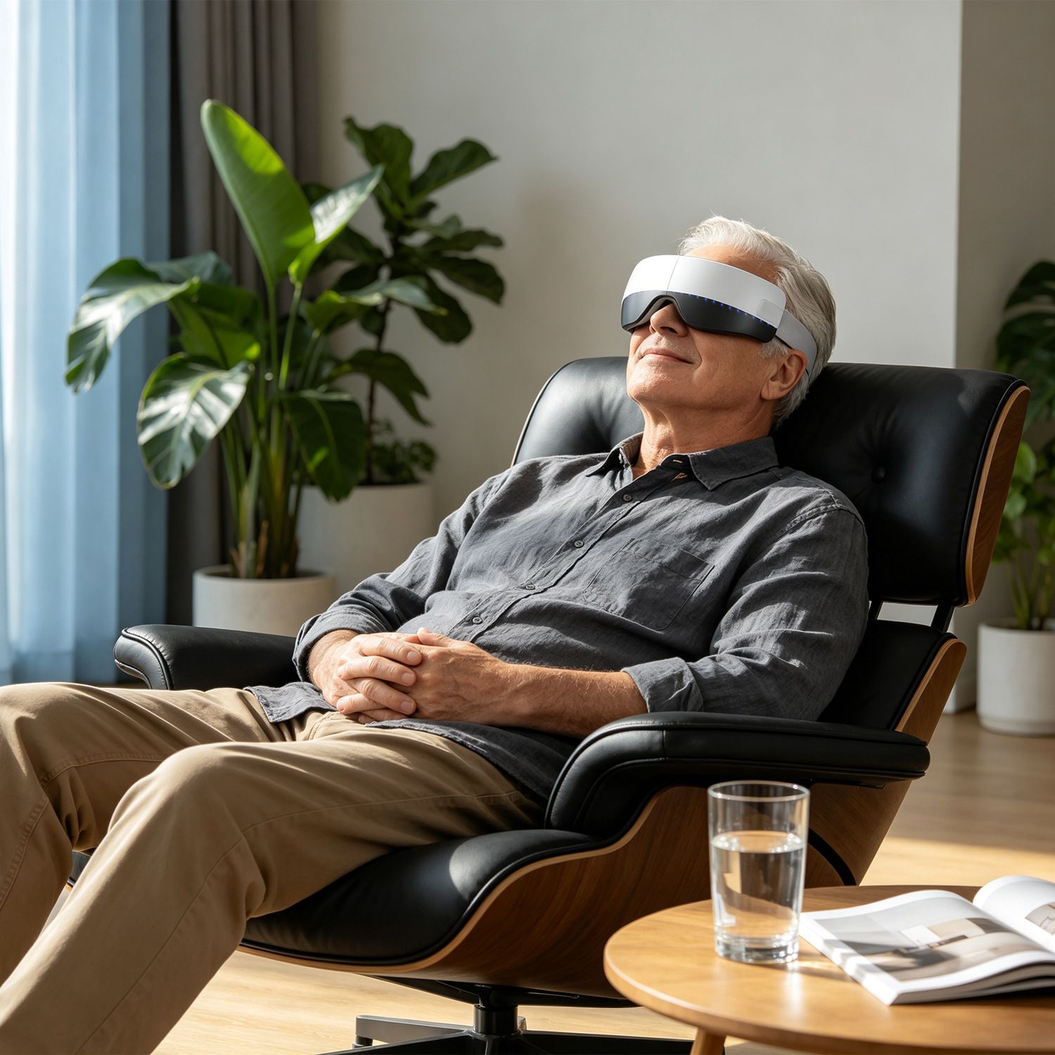 Portable Eye Mask Massager, Voice & Manual Dual Control, Heating, Air Compression & Vibration, Color Ambient Light, Foldable Rechargeable with Storage Bag - Image 8