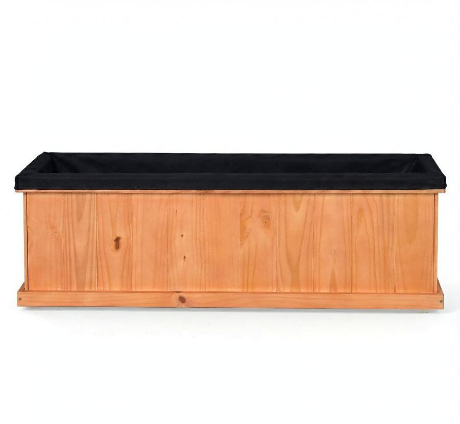 Fir Wood Raised Garden Bed with Drainage Holes And Liner Wooden Planter Box for Gardening - Image 3