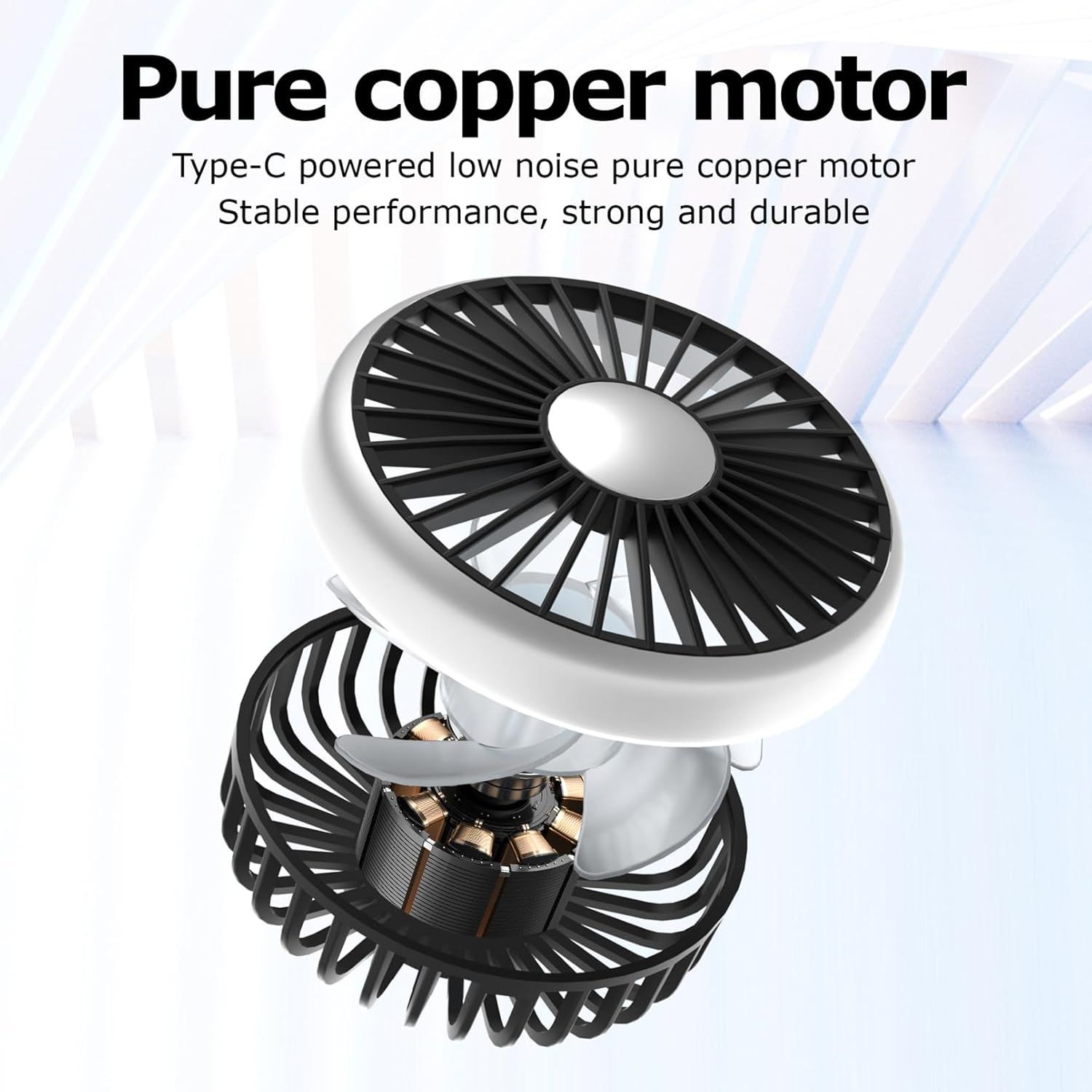 Dual-Head USB Car Fan for Backseat, 360° Rotatable Quiet Cooling with LED Light, 3 Speeds USB-Powered Headrest Accessory for Kids & Passengers - Image 5