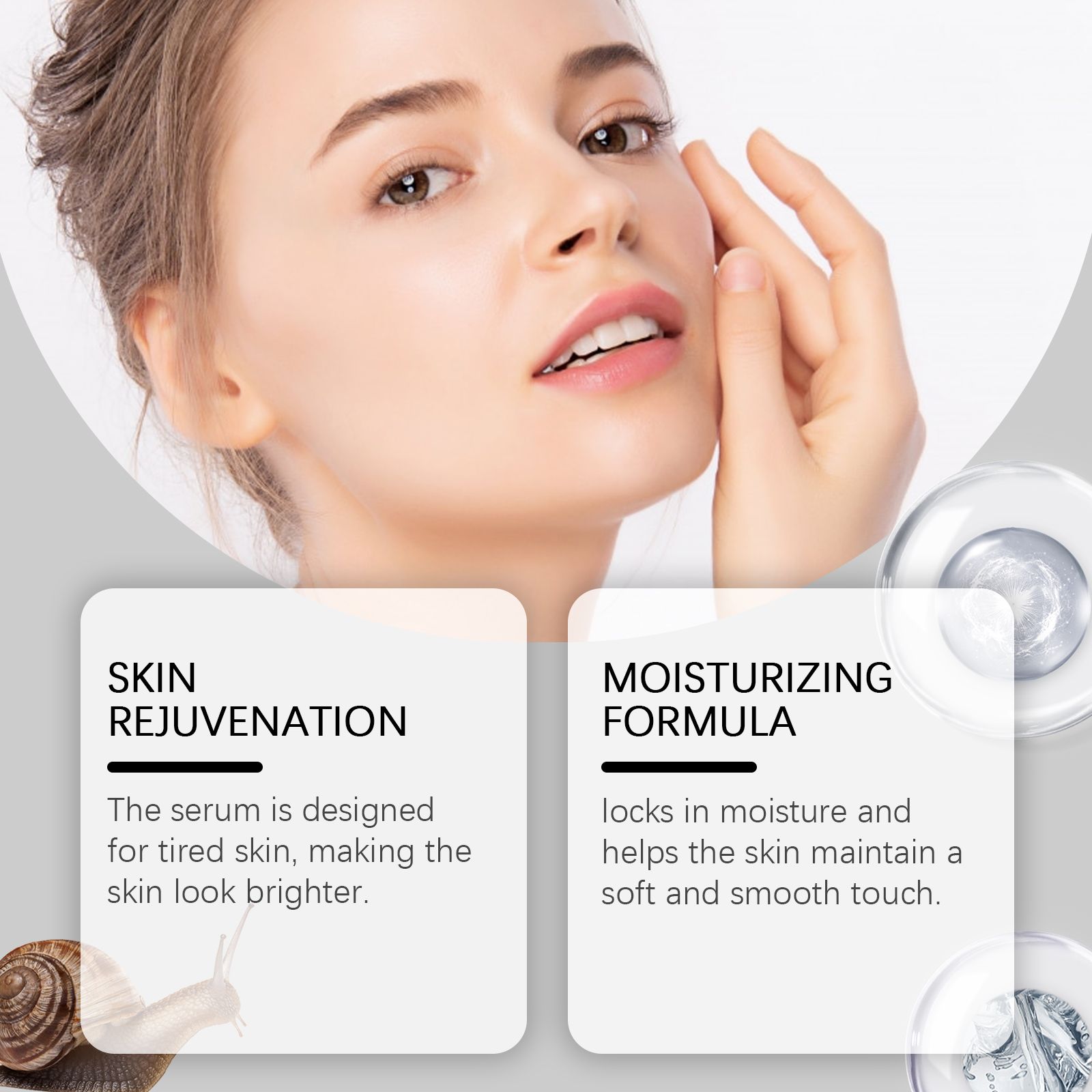 Snail Facial Serum Hydrating Moisturizing Nourishing Smoothing Skin Firming Daily Skin Care Serum - Image 3