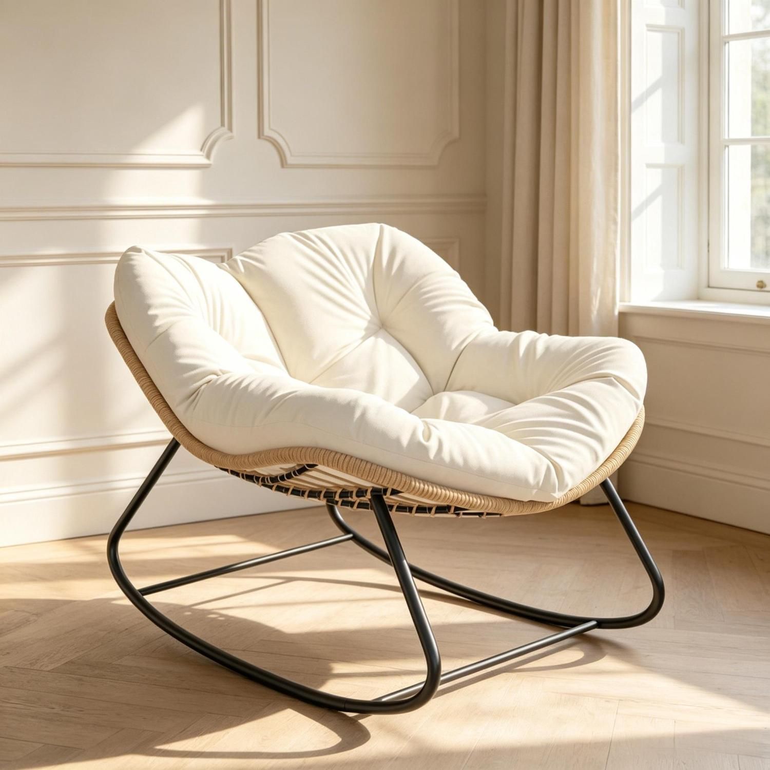 Rocking Egg Chair, Oversized Design with Cushion, Indoor Outdoor Furniture for Backyard, Patio, Garden - Image 7