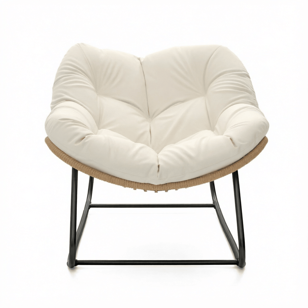 Rocking Egg Chair, Oversized Design with Cushion, Indoor Outdoor Furniture for Backyard, Patio, Garden - Image 4