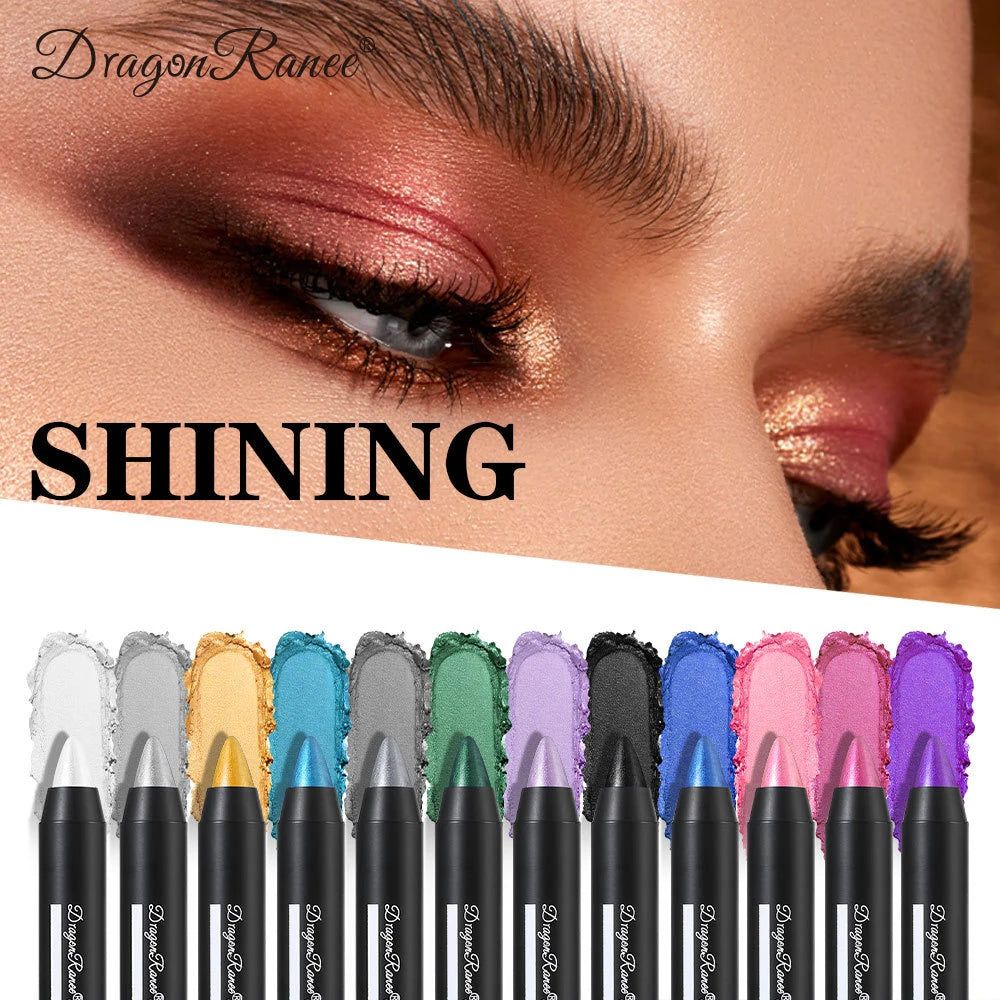Smoky Dark Green Eyeshadow Pencil Stick Waterproof Pearlescent 12 Colors Metallic Glitter Eye Shadow Highlighter Pen Makeup Tool - Image 15