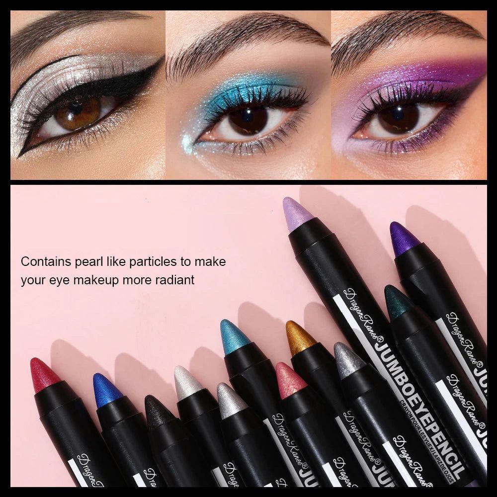 Smoky Dark Green Eyeshadow Pencil Stick Waterproof Pearlescent 12 Colors Metallic Glitter Eye Shadow Highlighter Pen Makeup Tool - Image 16