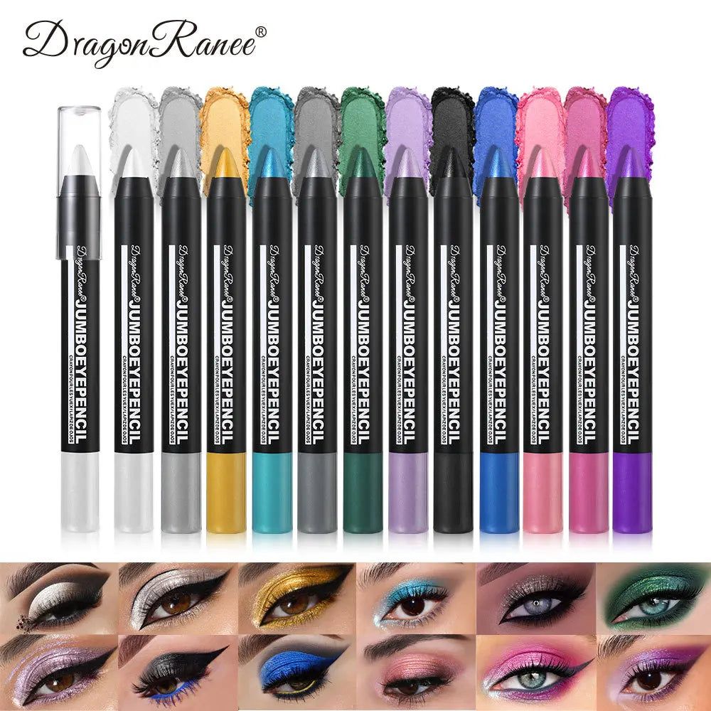 Smoky Dark Green Eyeshadow Pencil Stick Waterproof Pearlescent 12 Colors Metallic Glitter Eye Shadow Highlighter Pen Makeup Tool - Image 17
