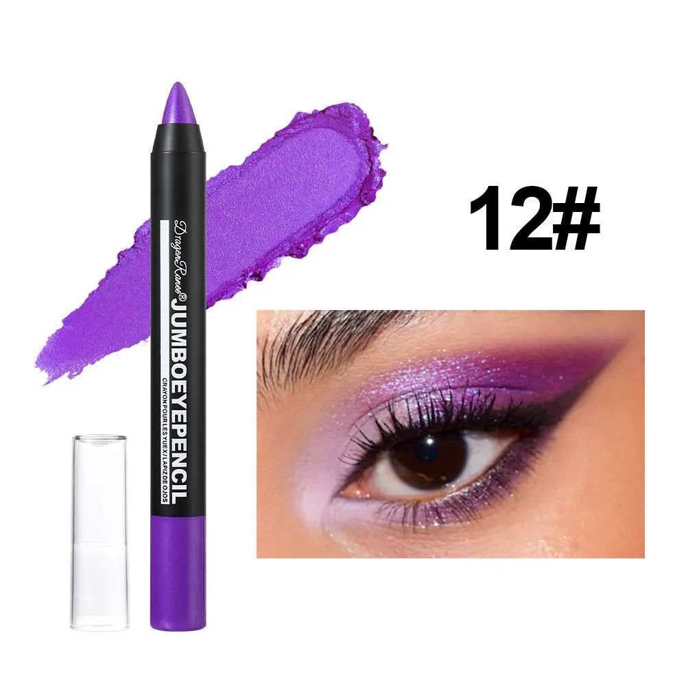 Smoky Dark Green Eyeshadow Pencil Stick Waterproof Pearlescent 12 Colors Metallic Glitter Eye Shadow Highlighter Pen Makeup Tool - Image 20
