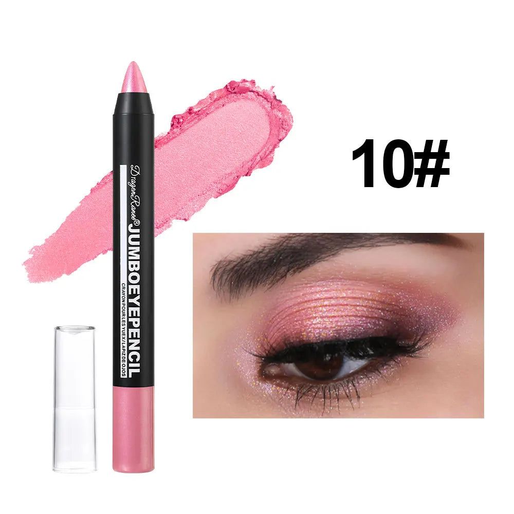 Smoky Dark Green Eyeshadow Pencil Stick Waterproof Pearlescent 12 Colors Metallic Glitter Eye Shadow Highlighter Pen Makeup Tool - Image 12