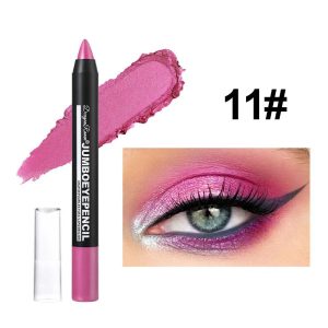 Smoky Dark Green Eyeshadow Pencil Stick Waterproof Pearlescent 12 Colors Metallic Glitter Eye Shadow Highlighter Pen Makeup Tool