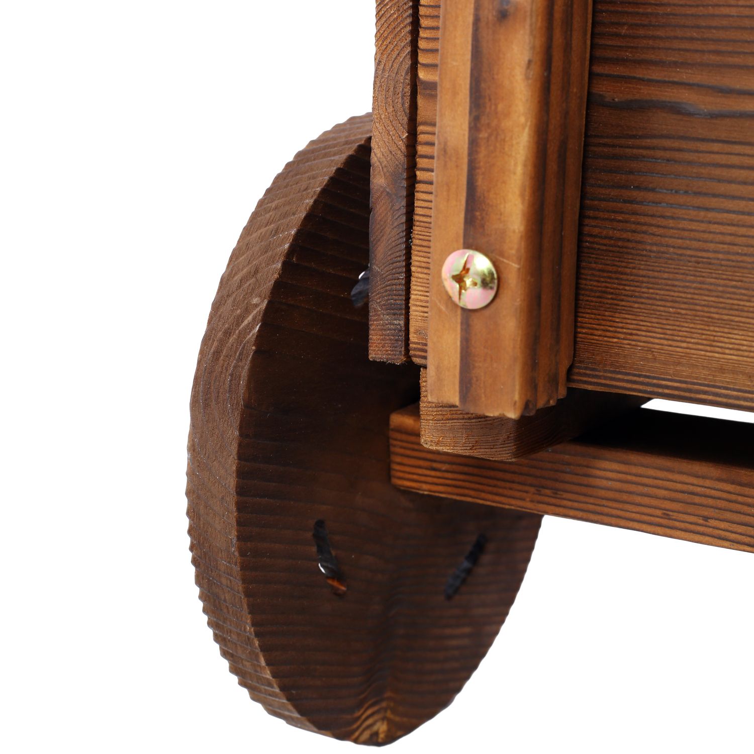 Wooden Wagon Planter Box, Mobile Garden Planter with 4 Wheels, Handle, Drain Hole, Decorative Flower Planter for Indoor & Outdoor Decor, Wooden Flower Cart for Patio, Garden, Balcony, Brown - Image 14
