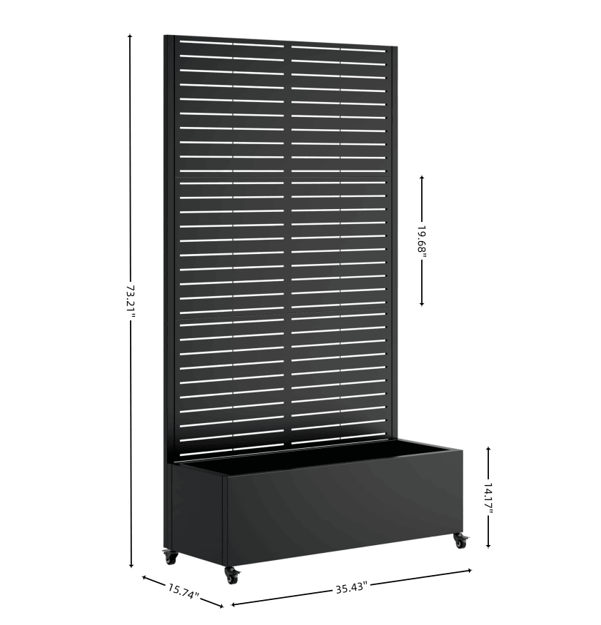 Metal Planter Box with Trellis, 73"x35"x16 Metal Raised Garden Bed with Trellis, Metal Planter Box with Drainage Holes & Lockable Wheels & Privacy Screen for Climbing Plants, Vegetables, Vines - Image 5