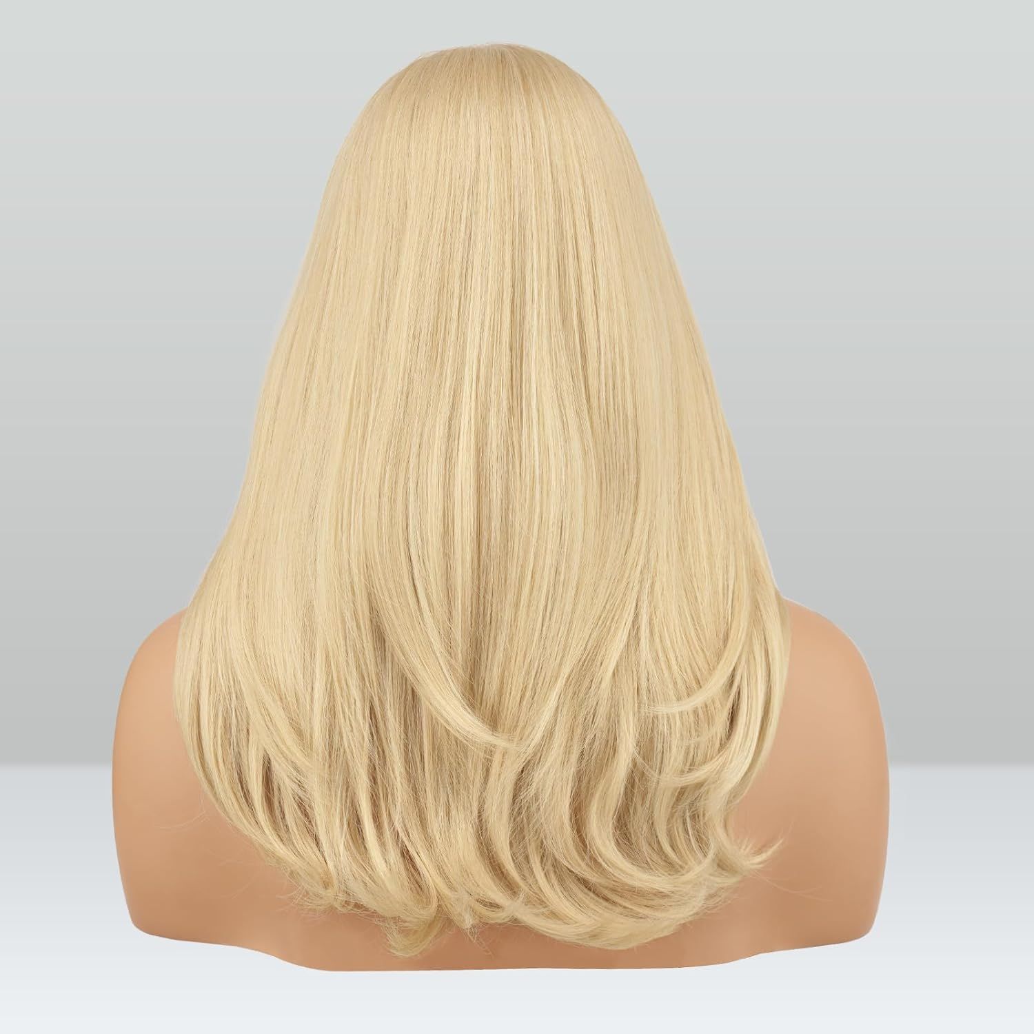 Blonde Wigs with Bangs for Women, Synthetic Natural Looking Long Layered Straight Blonde Hair Wig for Daily Party Use 18 inch - Image 2