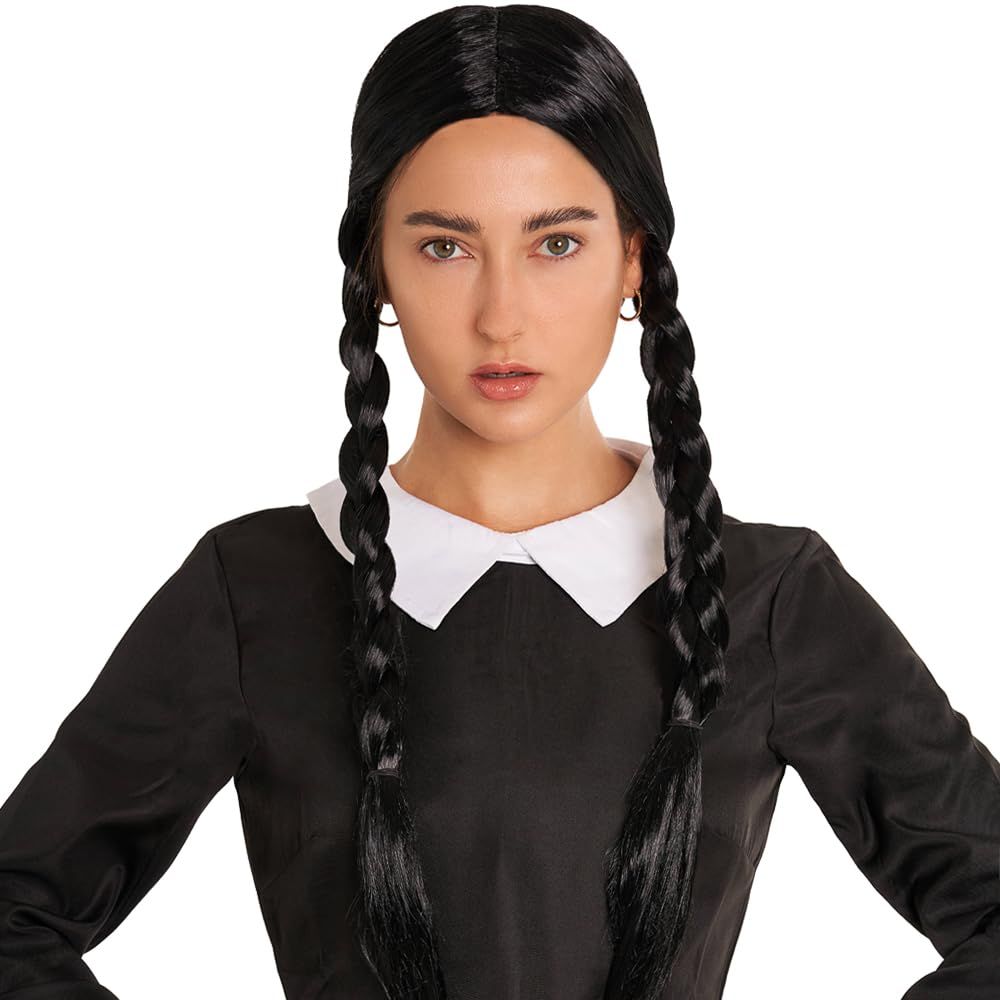 Happy Hippo Scary Girl or Indian Girl Wig, Wednesday, Pocahontas, Braided Black Wig, High Fashion Quality Hair Wigs For Women; Braided Wigs; Halloween Costume Wig, Halloween Wigs - Image 2