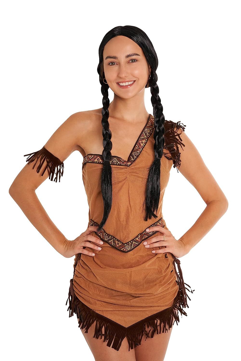 Happy Hippo Scary Girl or Indian Girl Wig, Wednesday, Pocahontas, Braided Black Wig, High Fashion Quality Hair Wigs For Women; Braided Wigs; Halloween Costume Wig, Halloween Wigs - Image 4