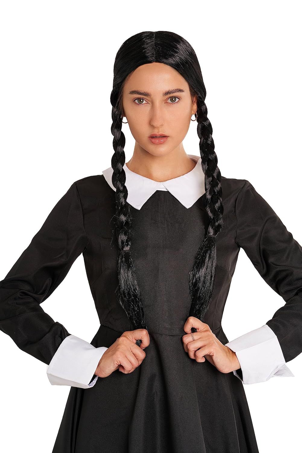 Happy Hippo Scary Girl or Indian Girl Wig, Wednesday, Pocahontas, Braided Black Wig, High Fashion Quality Hair Wigs For Women; Braided Wigs; Halloween Costume Wig, Halloween Wigs