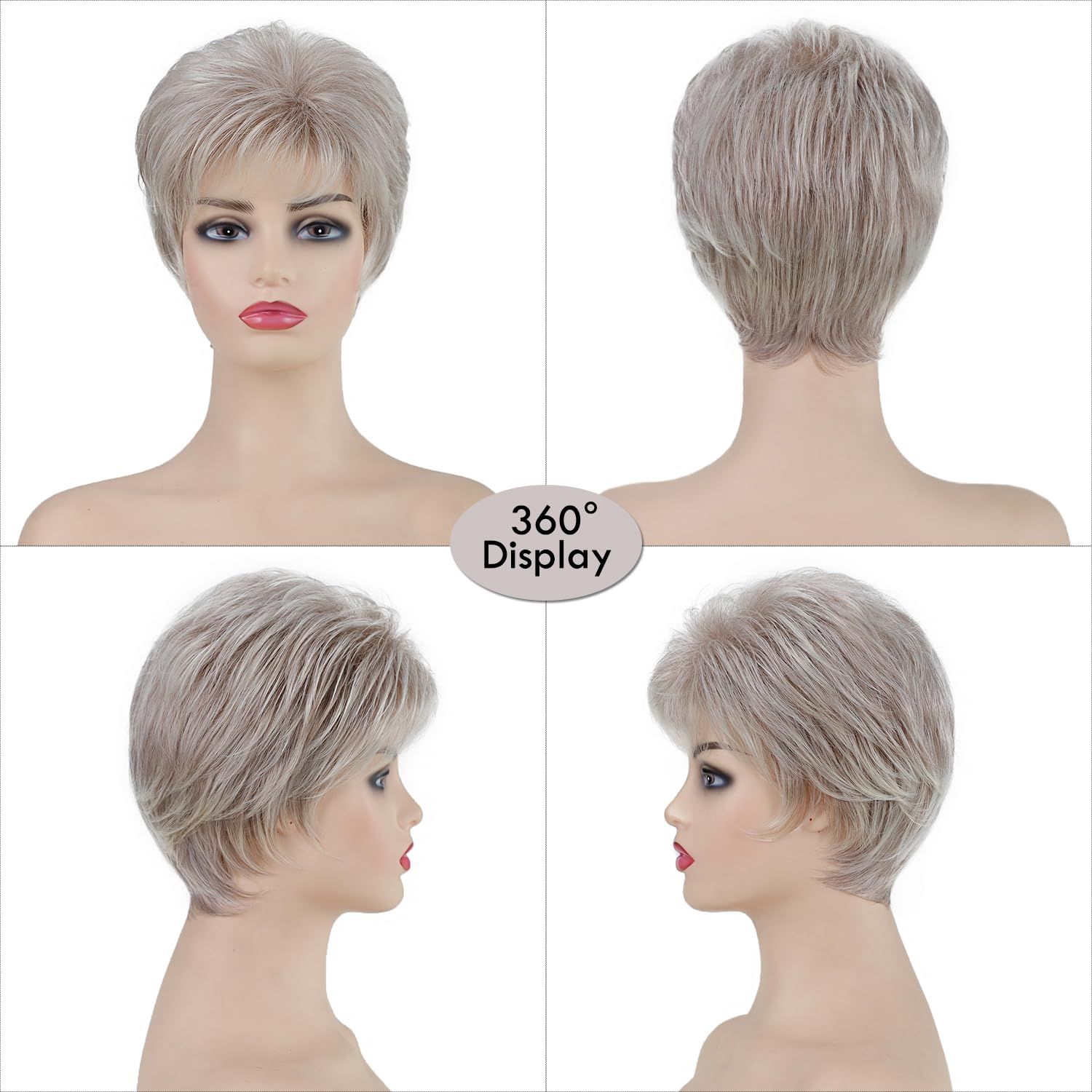 Short Wigs for White Women Platinum Blonde Pixie Cut Wigs Layered Natural Looking Synthetic Hair Wigs for Women - Image 4