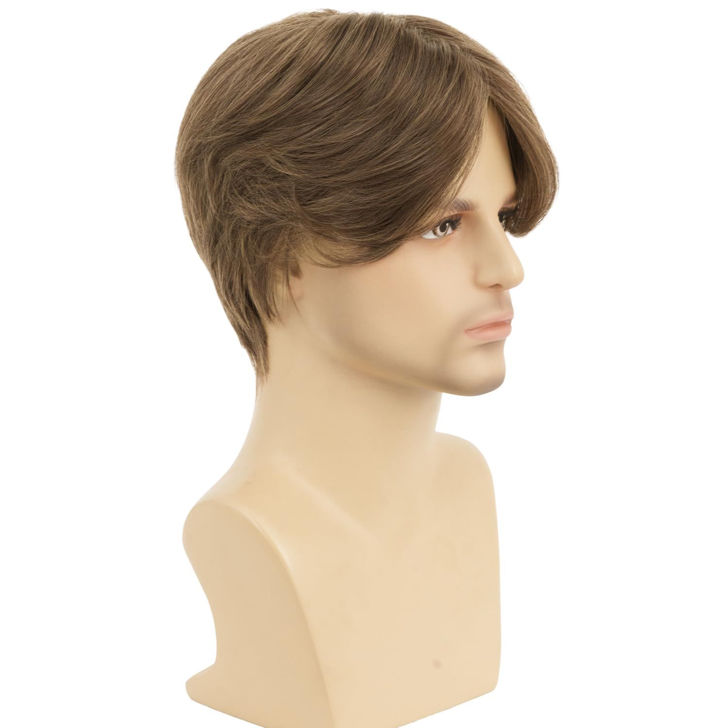 Mens Short Brown Wig Middle Part Straight Boy Wig Synthetic Cosplay Costume Halloween Wig for Fancy Dress - Image 2