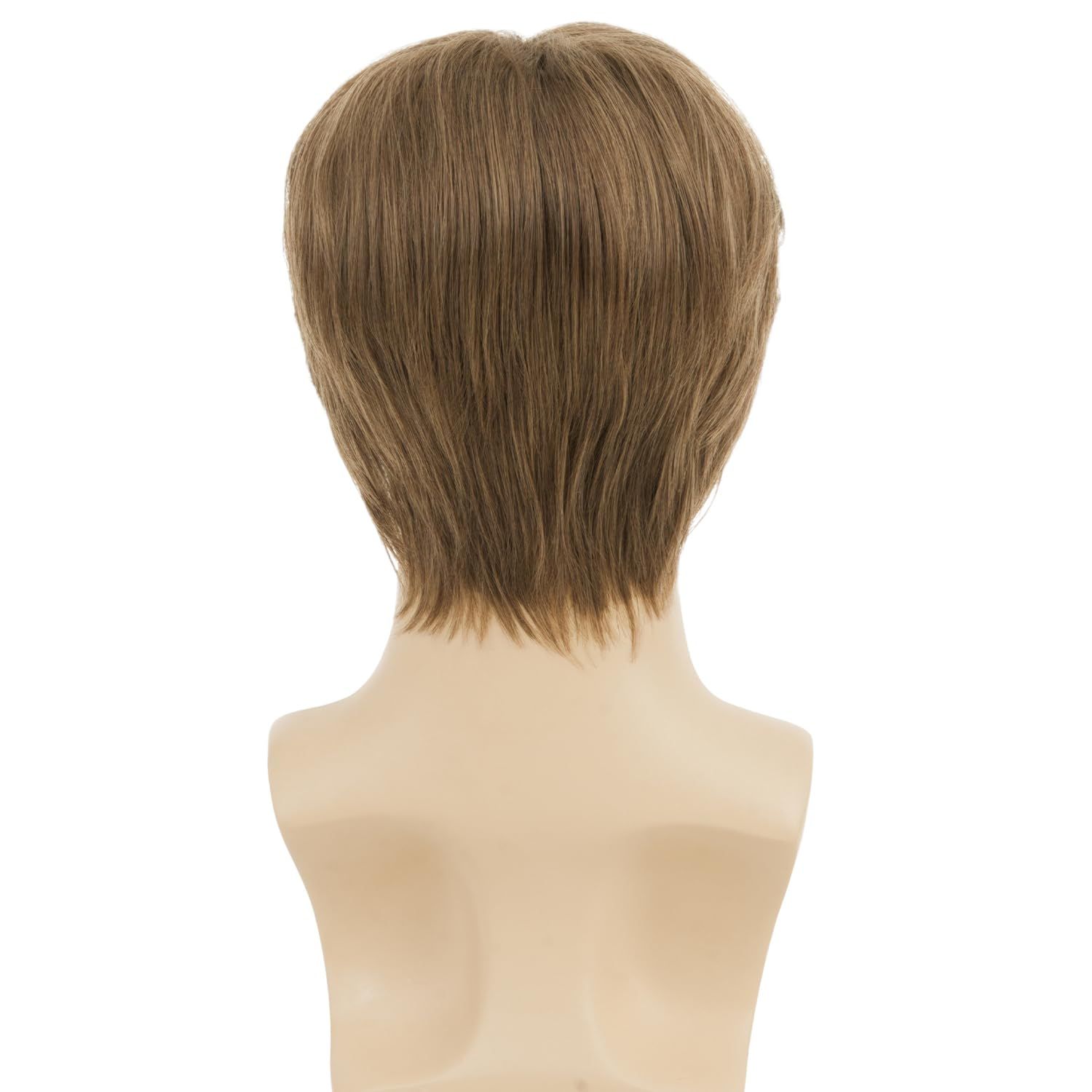 Mens Short Brown Wig Middle Part Straight Boy Wig Synthetic Cosplay Costume Halloween Wig for Fancy Dress - Image 4