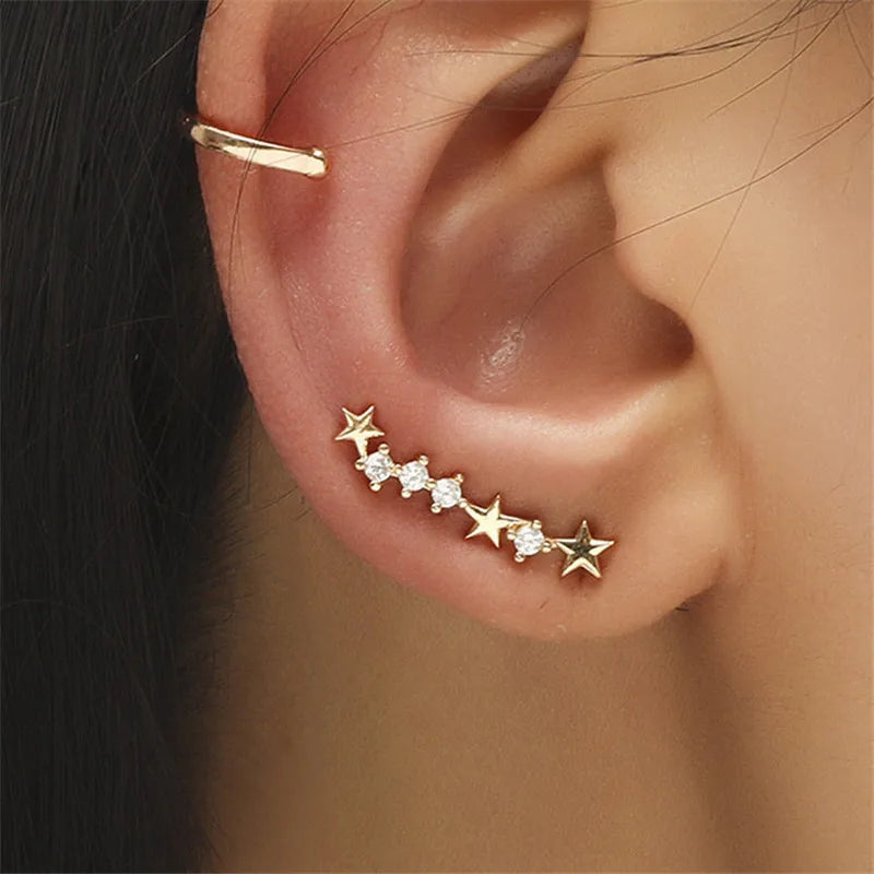 VAGZEB Bohemian NO Piercing Crystal Rhinestone Ear Cuff Wrap Stud Clip Earrings For Women Girl Trendy Earrings Jewelry Bijoux - Image 40