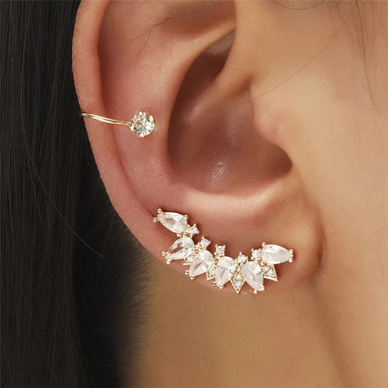 VAGZEB Bohemian NO Piercing Crystal Rhinestone Ear Cuff Wrap Stud Clip Earrings For Women Girl Trendy Earrings Jewelry Bijoux - Image 38