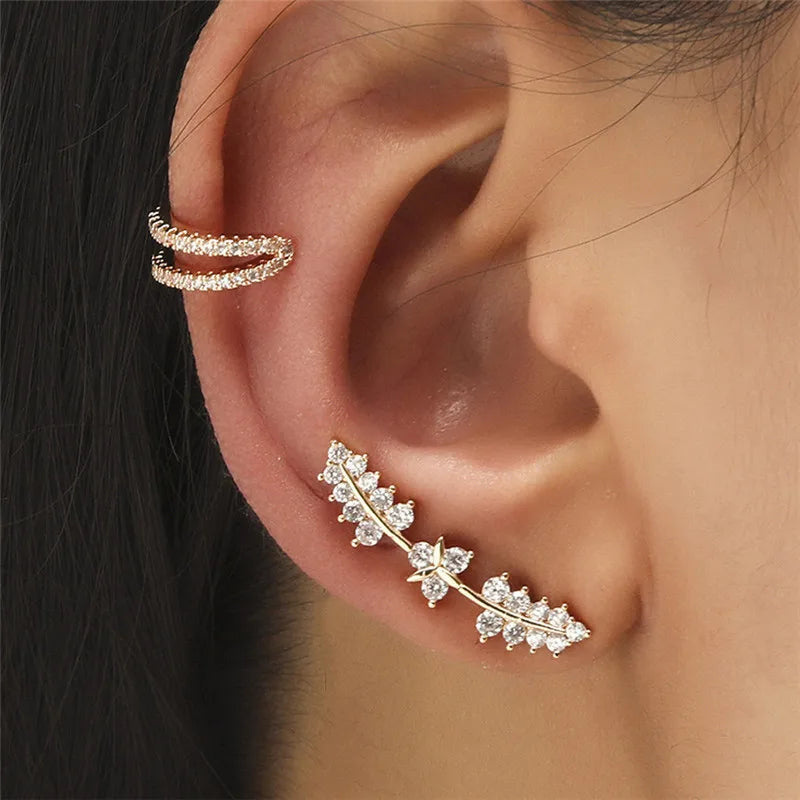 VAGZEB Bohemian NO Piercing Crystal Rhinestone Ear Cuff Wrap Stud Clip Earrings For Women Girl Trendy Earrings Jewelry Bijoux - Image 41