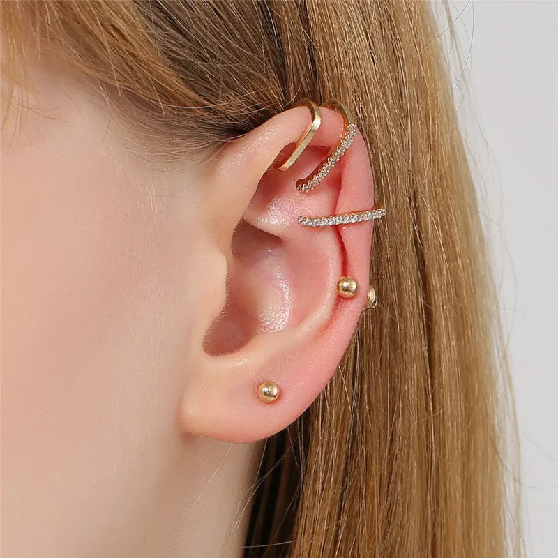 VAGZEB Bohemian NO Piercing Crystal Rhinestone Ear Cuff Wrap Stud Clip Earrings For Women Girl Trendy Earrings Jewelry Bijoux - Image 8
