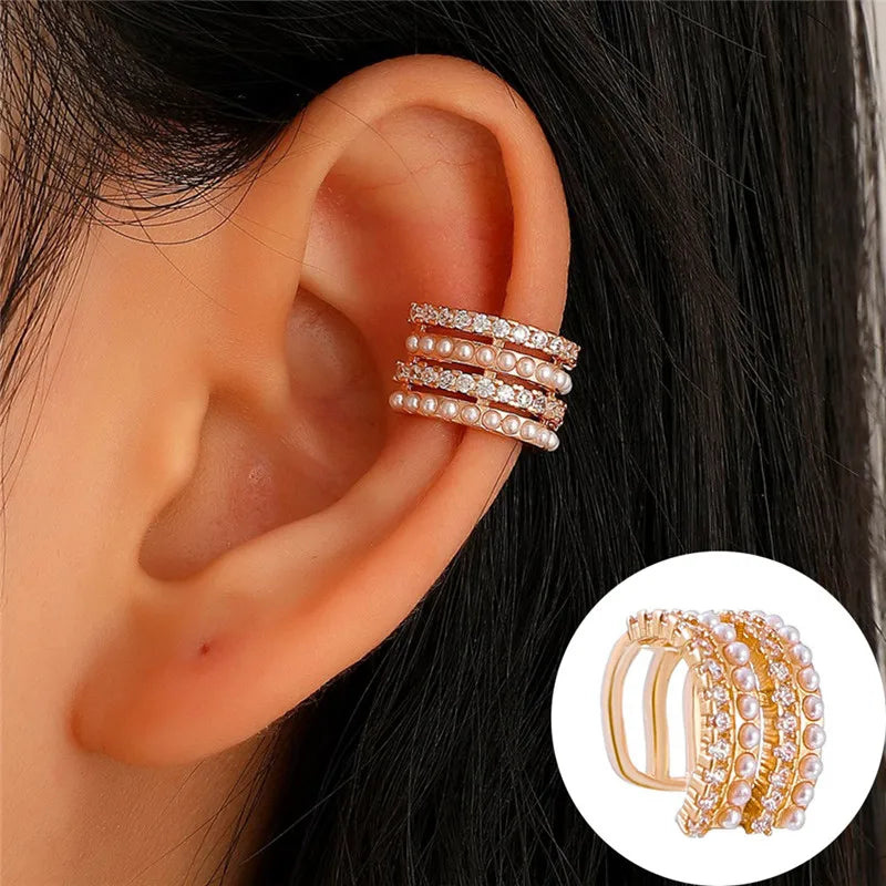VAGZEB Bohemian NO Piercing Crystal Rhinestone Ear Cuff Wrap Stud Clip Earrings For Women Girl Trendy Earrings Jewelry Bijoux - Image 22