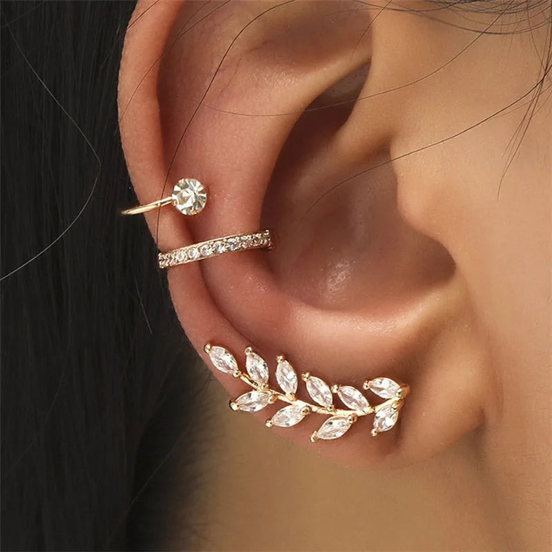 VAGZEB Bohemian NO Piercing Crystal Rhinestone Ear Cuff Wrap Stud Clip Earrings For Women Girl Trendy Earrings Jewelry Bijoux - Image 23