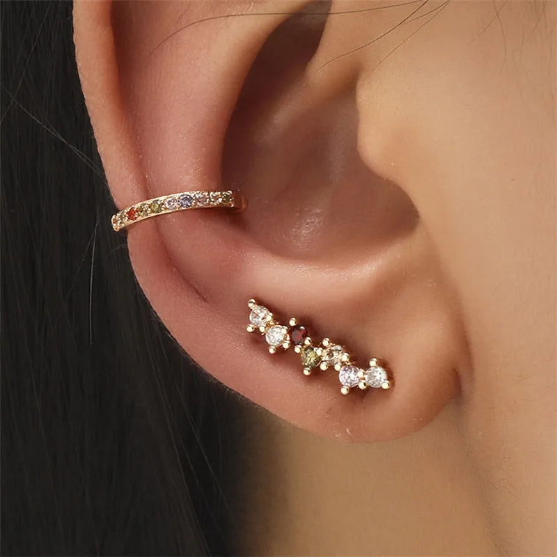 VAGZEB Bohemian NO Piercing Crystal Rhinestone Ear Cuff Wrap Stud Clip Earrings For Women Girl Trendy Earrings Jewelry Bijoux - Image 28
