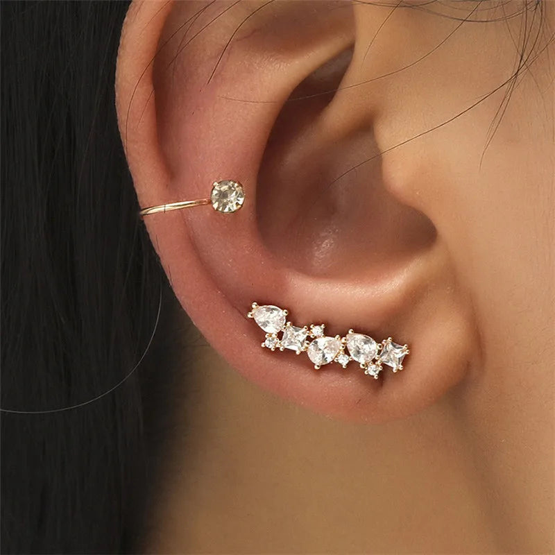 VAGZEB Bohemian NO Piercing Crystal Rhinestone Ear Cuff Wrap Stud Clip Earrings For Women Girl Trendy Earrings Jewelry Bijoux - Image 13