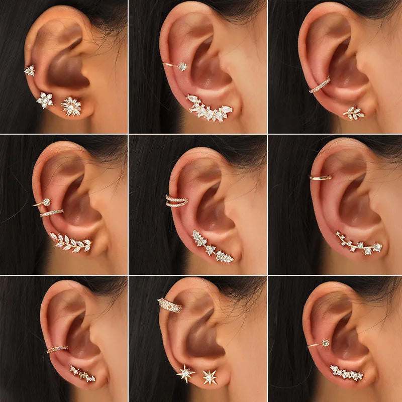 VAGZEB Bohemian NO Piercing Crystal Rhinestone Ear Cuff Wrap Stud Clip Earrings For Women Girl Trendy Earrings Jewelry Bijoux - Image 16
