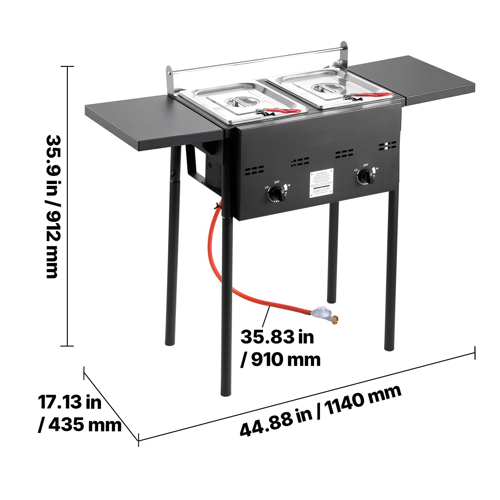 Outdoor Propane Deep Fryer, Dual-Tank 8QTx2 Commercial Fryer, Stainless Steel Cooker with Foldable Platform, Dual Basket, and Heat Adjustment, Floor Standing Fryers for Restaurant Home Snack Bar - Image 11