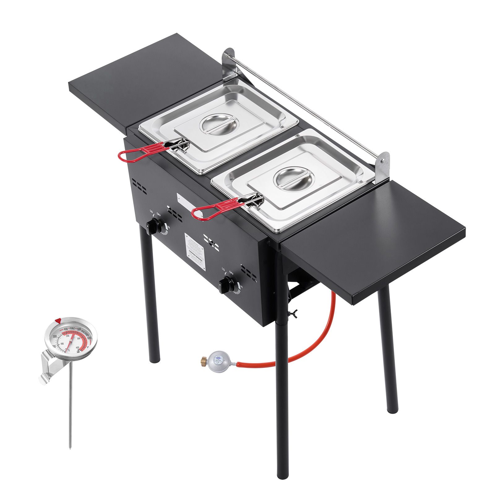 Outdoor Propane Deep Fryer, Dual-Tank 8QTx2 Commercial Fryer, Stainless Steel Cooker with Foldable Platform, Dual Basket, and Heat Adjustment, Floor Standing Fryers for Restaurant Home Snack Bar - Image 12