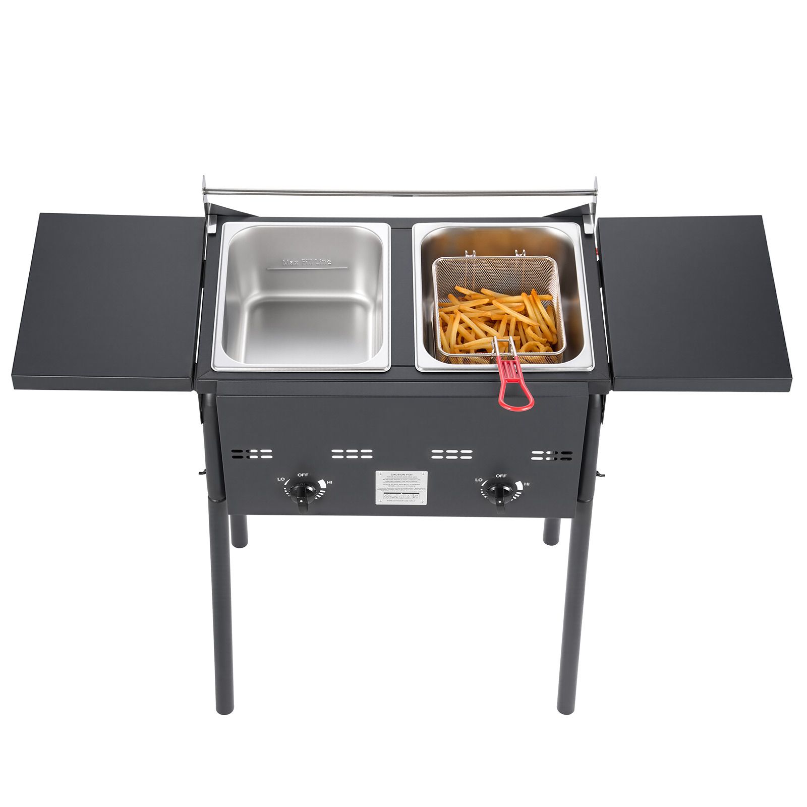 Outdoor Propane Deep Fryer, Dual-Tank 8QTx2 Commercial Fryer, Stainless Steel Cooker with Foldable Platform, Dual Basket, and Heat Adjustment, Floor Standing Fryers for Restaurant Home Snack Bar - Image 15