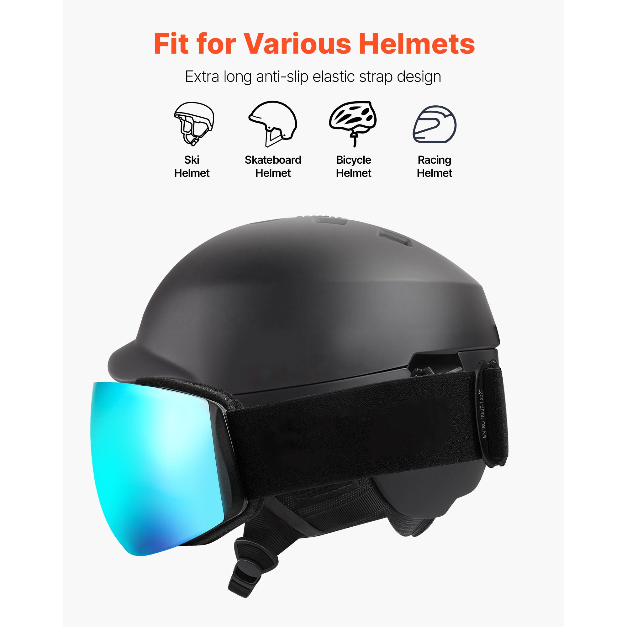 Frameless Ski Goggles, Spherical Lens with Blue Revo Coating, OTG Anti fog Snow Goggles for Men Women Youth, TPU Frame & Ventilation Structure, Suitable for Skiing, Skating, Snowboarding - Image 6