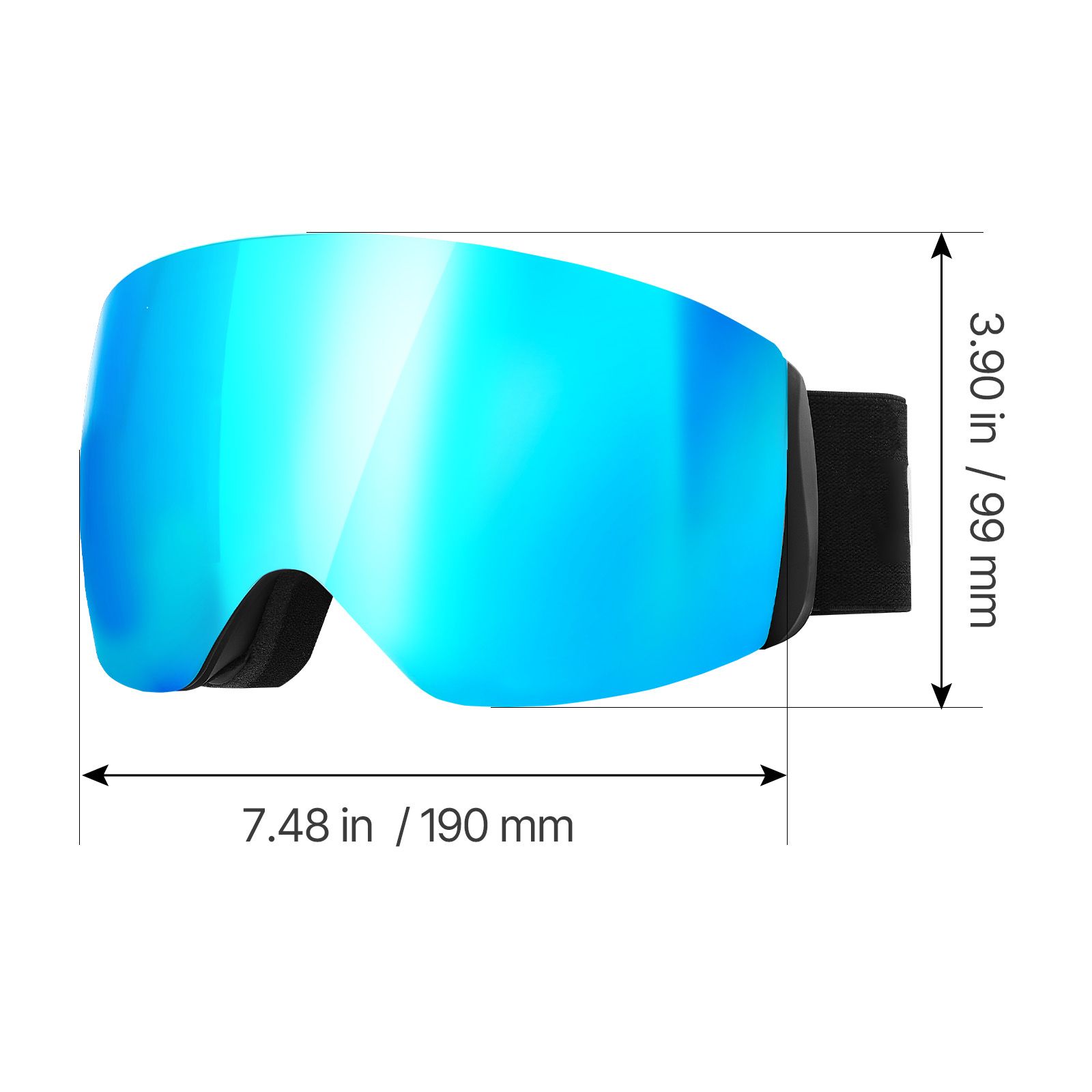 Frameless Ski Goggles, Spherical Lens with Blue Revo Coating, OTG Anti fog Snow Goggles for Men Women Youth, TPU Frame & Ventilation Structure, Suitable for Skiing, Skating, Snowboarding - Image 8