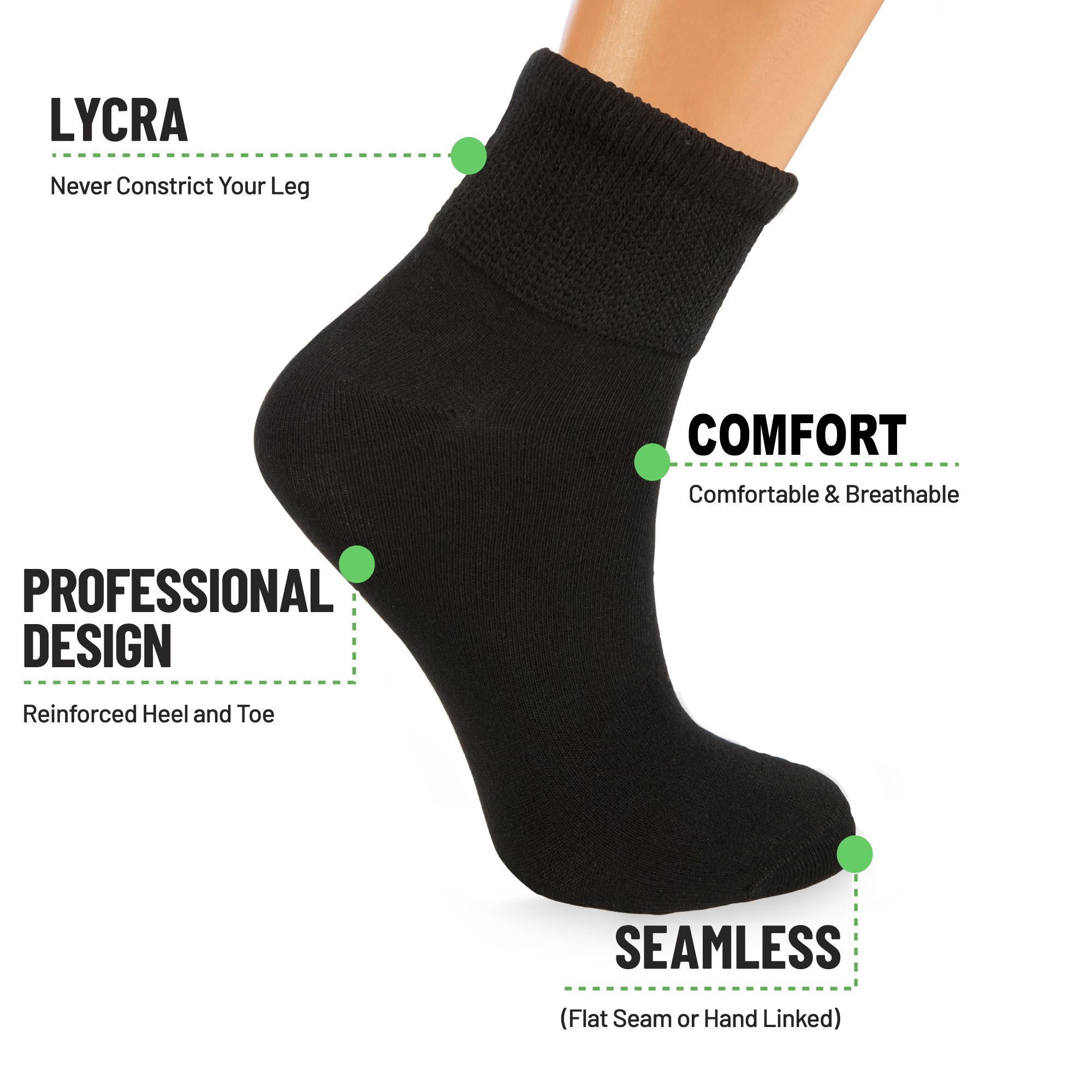 Women's Diabetic Ankle Socks 3 Pairs Soft Cotton, Non-Binding Top, Seamless Toe, Promotes Circulation, Shoe Size 9-11 - Image 24