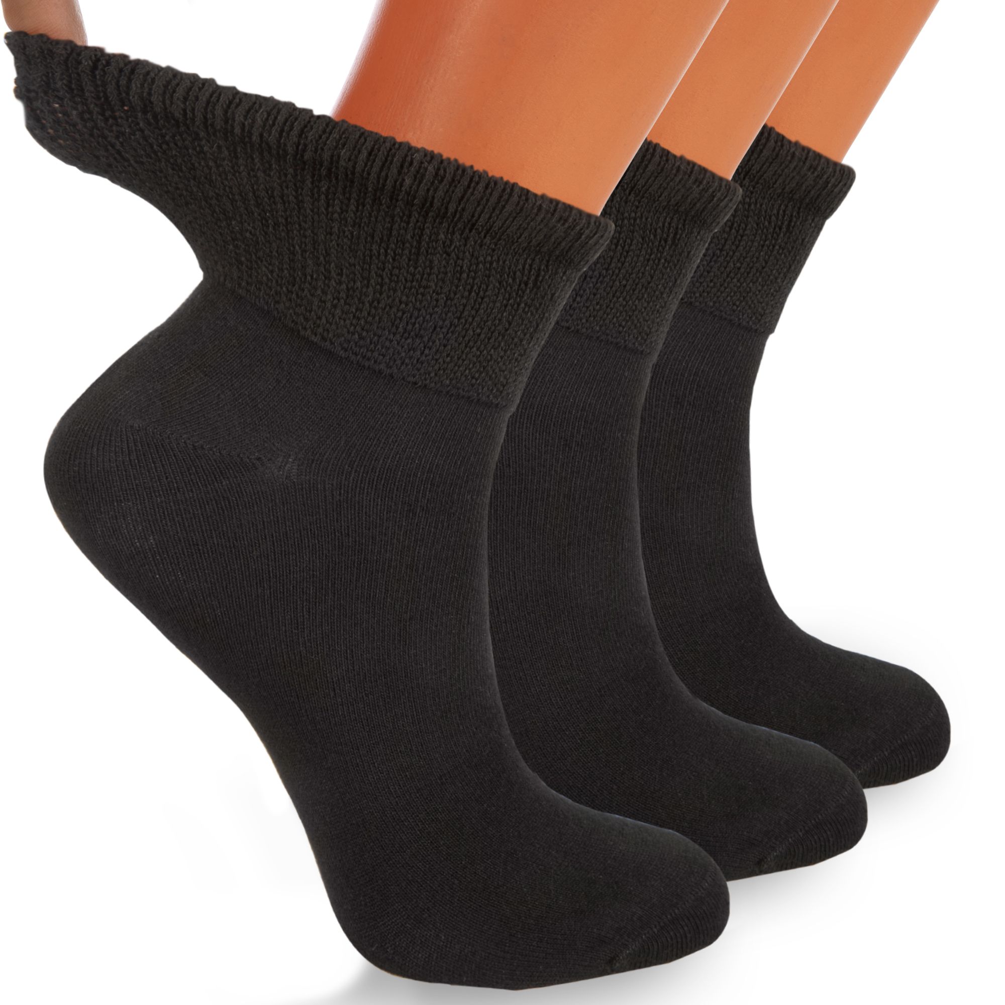 Women's Diabetic Ankle Socks 3 Pairs Soft Cotton, Non-Binding Top, Seamless Toe, Promotes Circulation, Shoe Size 9-11 - Image 21