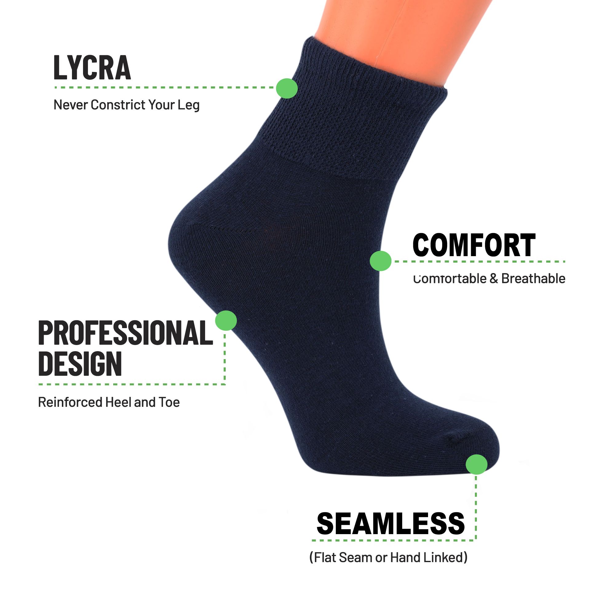 Women's Diabetic Ankle Socks 3 Pairs Soft Cotton, Non-Binding Top, Seamless Toe, Promotes Circulation, Shoe Size 9-11 - Image 29