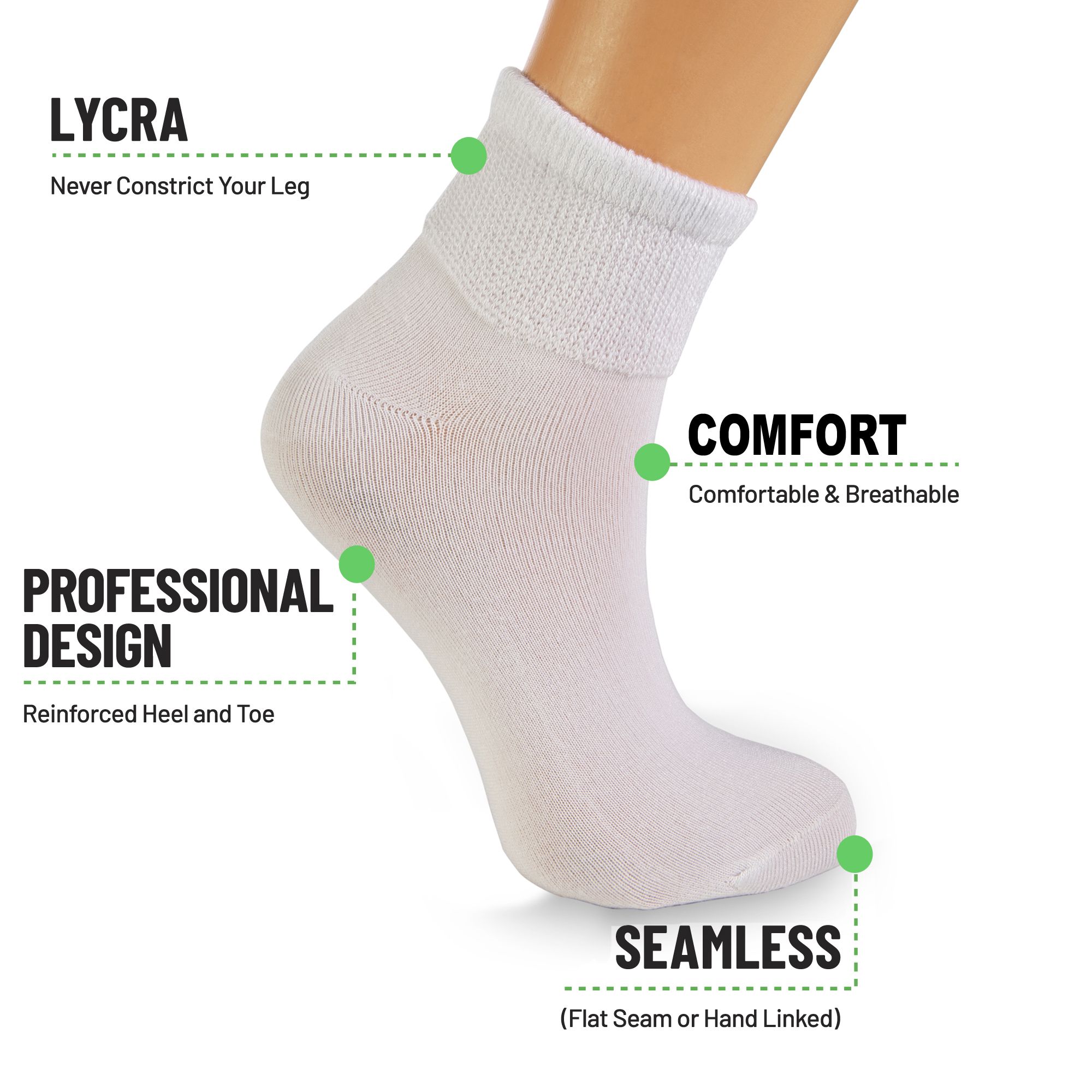 Women's Diabetic Ankle Socks 3 Pairs Soft Cotton, Non-Binding Top, Seamless Toe, Promotes Circulation, Shoe Size 9-11 - Image 9