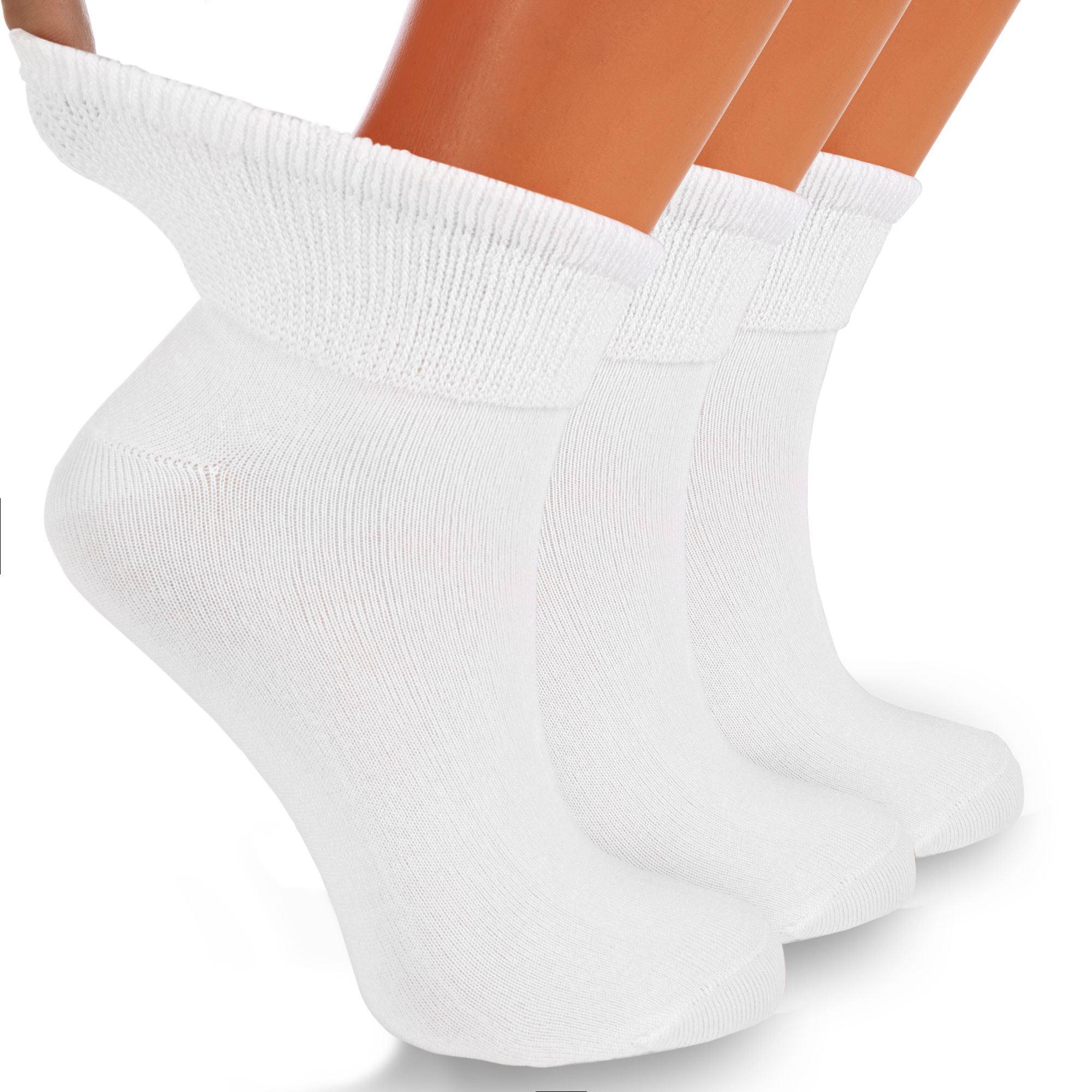 Women's Diabetic Ankle Socks 3 Pairs Soft Cotton, Non-Binding Top, Seamless Toe, Promotes Circulation, Shoe Size 9-11 - Image 6