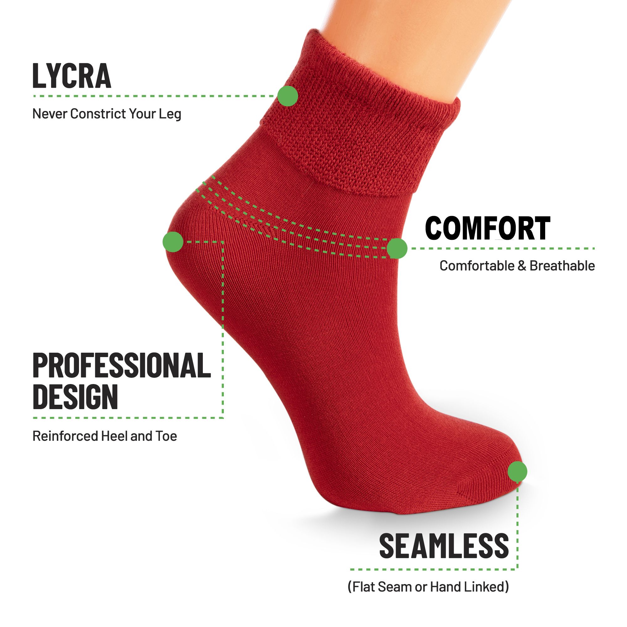 Women's Diabetic Ankle Socks 3 Pairs Soft Cotton, Non-Binding Top, Seamless Toe, Promotes Circulation, Shoe Size 9-11 - Image 4