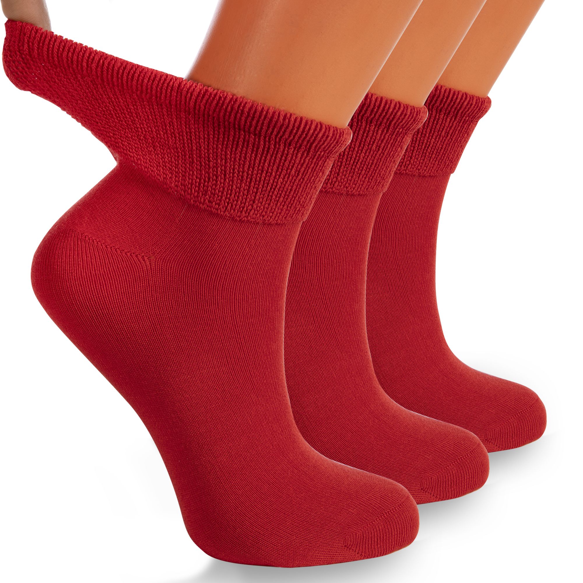 Women's Diabetic Ankle Socks 3 Pairs Soft Cotton, Non-Binding Top, Seamless Toe, Promotes Circulation, Shoe Size 9-11