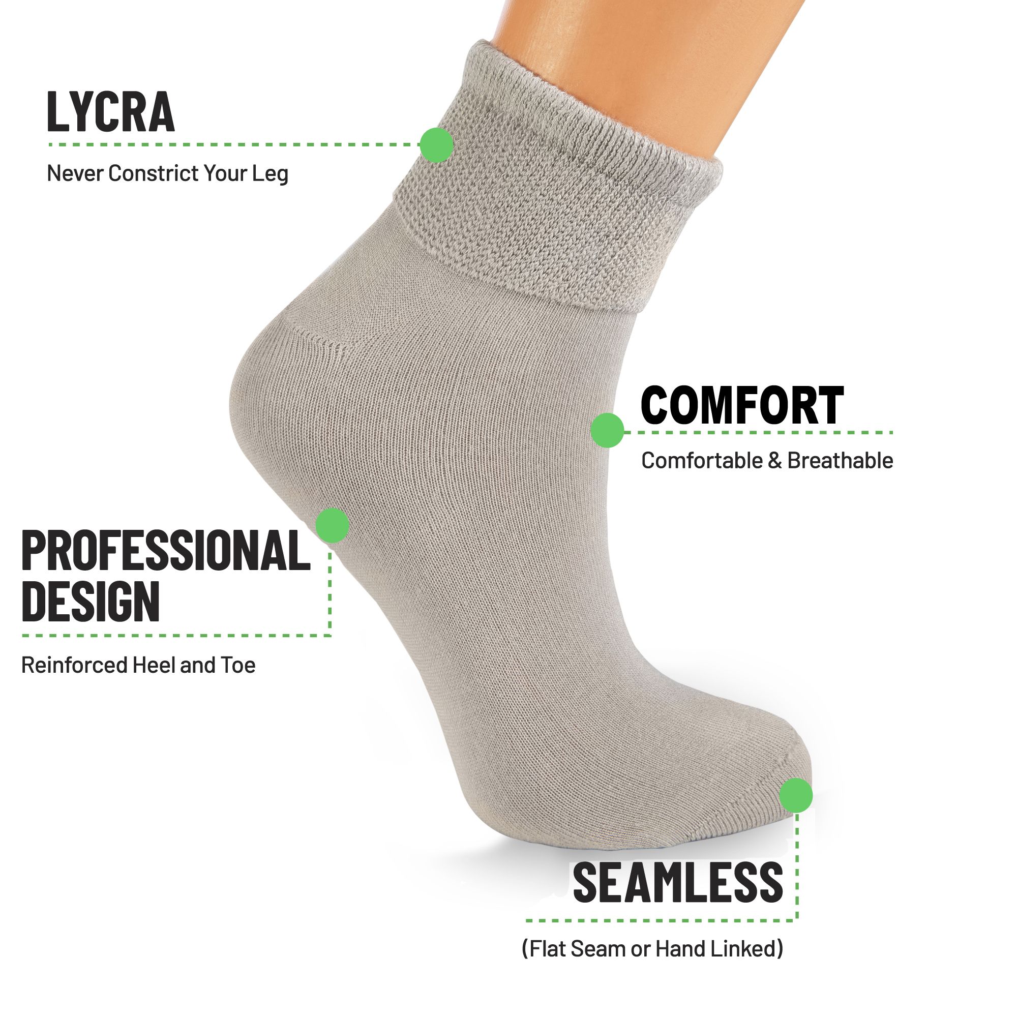 Women's Diabetic Ankle Socks 3 Pairs Soft Cotton, Non-Binding Top, Seamless Toe, Promotes Circulation, Shoe Size 9-11 - Image 19
