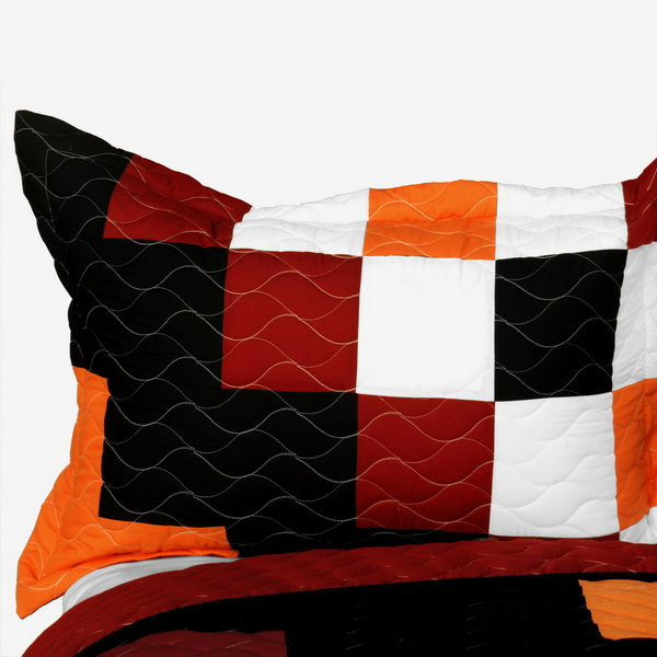 [Plaid] Brand New Vermicelli-Quilted Patchwork Quilt Set Full/Queen - Image 2