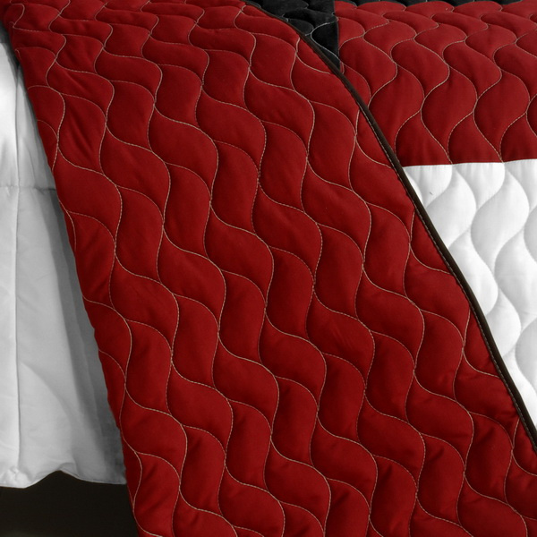 [Plaid] Brand New Vermicelli-Quilted Patchwork Quilt Set Full/Queen - Image 3