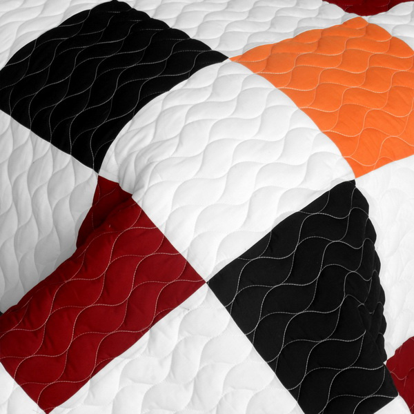 [Plaid] Brand New Vermicelli-Quilted Patchwork Quilt Set Full/Queen - Image 4