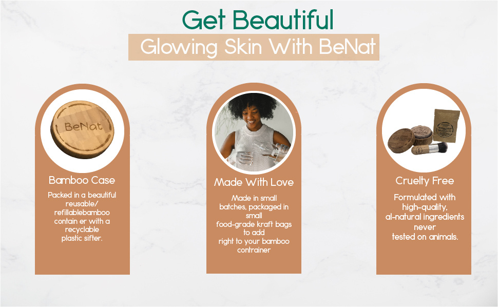Premium BeNat Translucent Loose Setting Powder Kit with Eco-Friendly Bamboo Case, Ultra-Fine Matte Finish Finishing Powder, Includes 0.4oz Refill and Kabuki Brush, Cruelty-Free and Vegan Face Makeup - Image 6