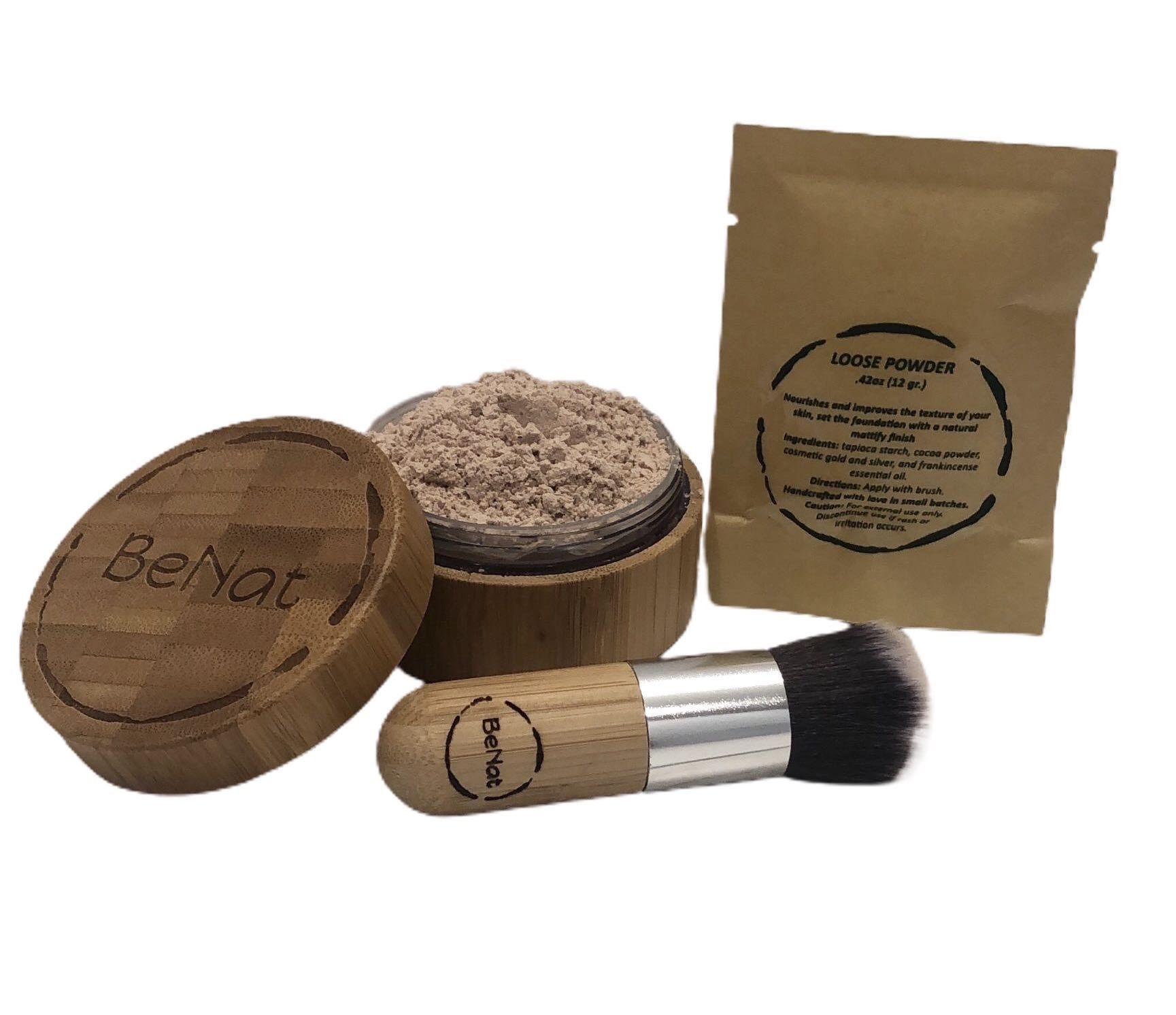 Premium BeNat Translucent Loose Setting Powder Kit with Eco-Friendly Bamboo Case, Ultra-Fine Matte Finish Finishing Powder, Includes 0.4oz Refill and Kabuki Brush, Cruelty-Free and Vegan Face Makeup - Image 9