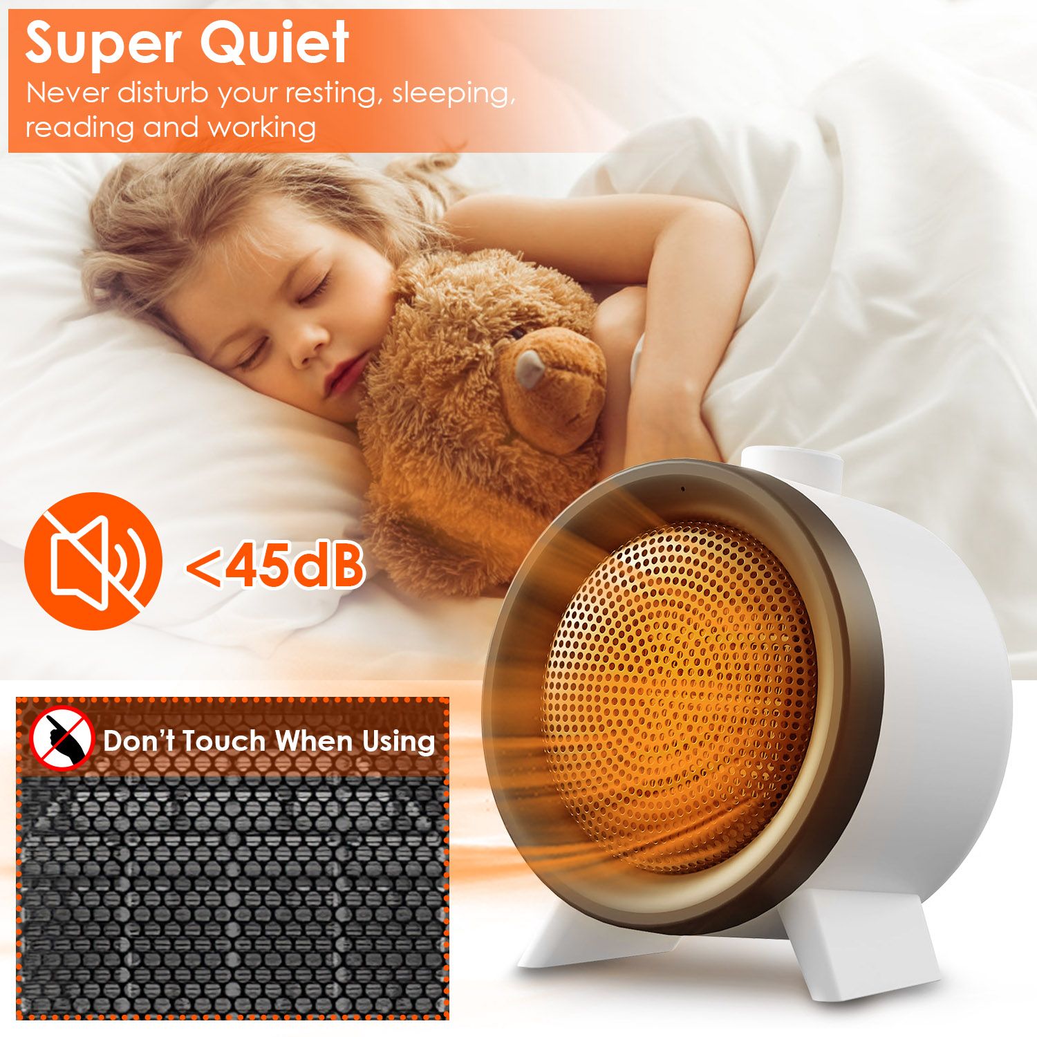 1000W Electric Space Heater Ceramic Heater Fan Heating Fan with 3 Modes 3S Fast Heating Tip over Overheating Protection for Home Office Dormitry - Image 4