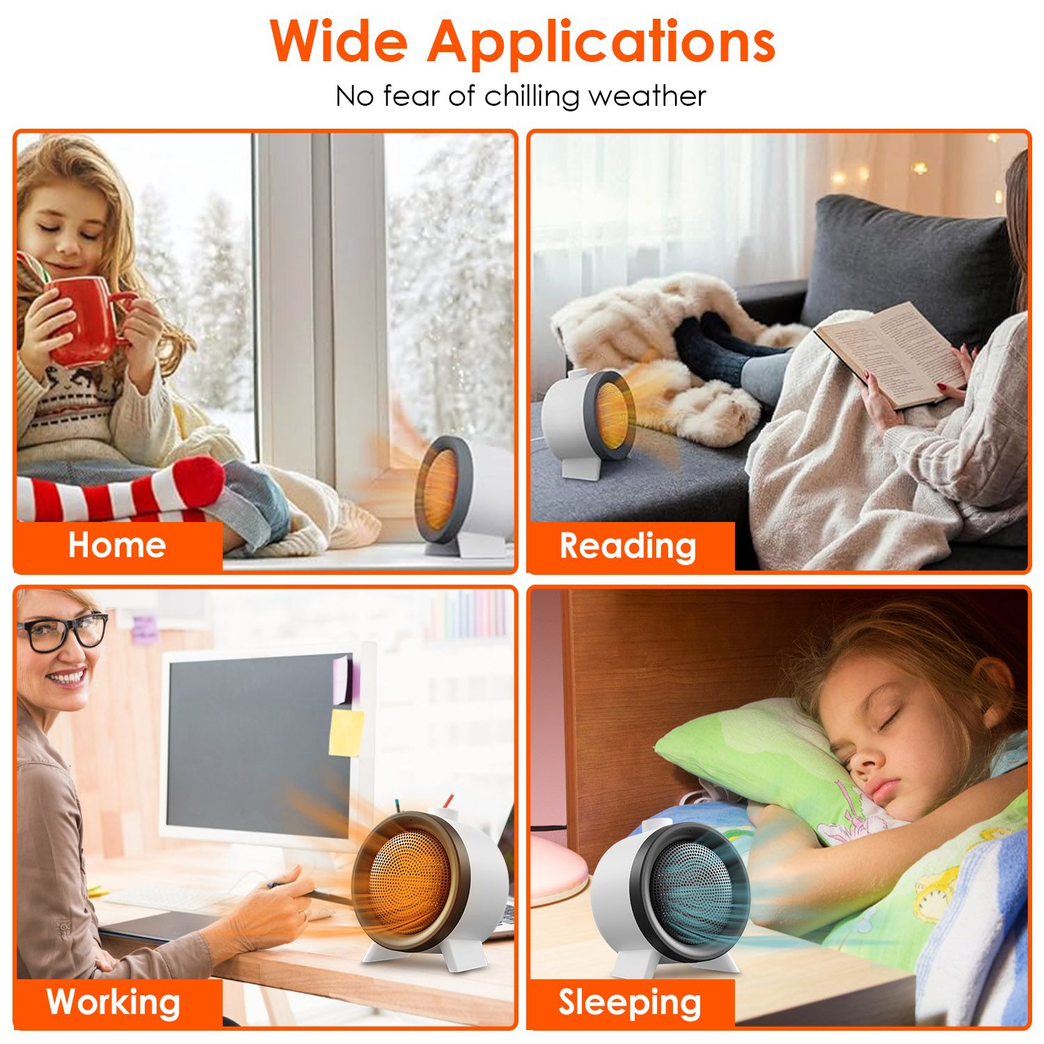 1000W Electric Space Heater Ceramic Heater Fan Heating Fan with 3 Modes 3S Fast Heating Tip over Overheating Protection for Home Office Dormitry - Image 5
